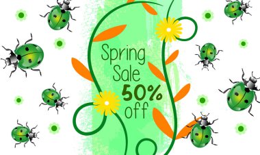 Lady bug vector image background spring sale clipart