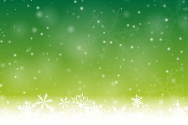 yeşil Noel arkaplan tebrik kartı ya da parlak kar taneli pankart şablonu 