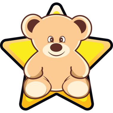 Bir yıldızın önünde sevimli bir oyuncak ayı.