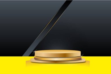 Gradyan siyah arkaplanı olan altın podyum