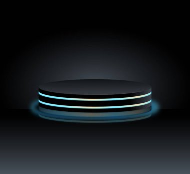 eğimli siyah arkaplanı olan karanlık podyum