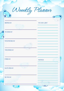 Daily planner vector template clipart