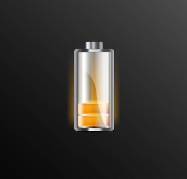 Arka planda düşük ve yüksek enerji seviyelerine sahip pil şarj göstergeleri izole