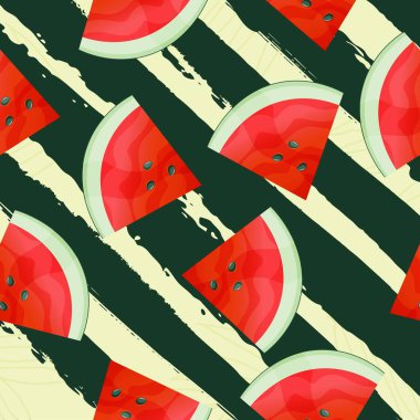 Karakteristik kırmızı iç kısımlı karpuz dilimleri.