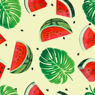 Karakteristik kırmızı iç kısımlı karpuz dilimleri.