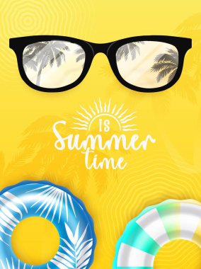 Parlak renklere sahip canlı bir yaz temalı tasarım.