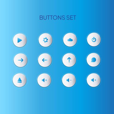 Gradyan gri arkaplan üzerinde çeşitli biçimlere sahip web düğmesi seti