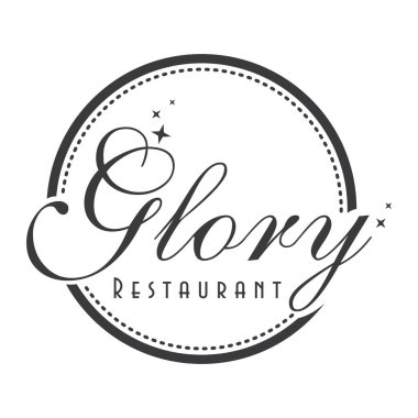 A clean, elegant circular logo featuring the word Glory in style. clipart