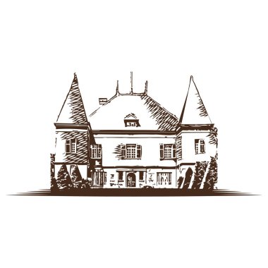 Rastgele kale silueti logosu gücü, mirası ve zamansız geleneği simgeliyor..