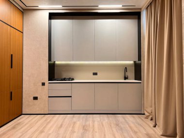 Tahta ve Tarafsız Elementlerle Modern Minimalist Mutfak İçi