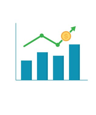 Analizler, iş değerlendirmesi, iş ikonu hisse senedi çizimi. Büyüme oranı vektör simgesi. Finansal başarı sembolü. Vektör grafikleri.