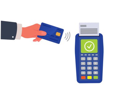 NFC kart illüstrasyonlu bağlantısız ödeme POS terminali