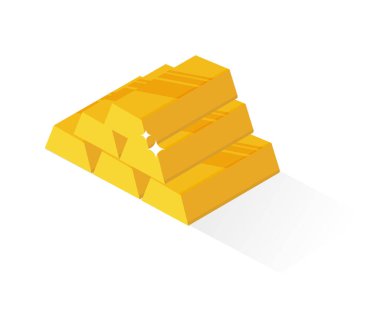 Altın külçeleri ya da ingot ikon vektör izometriği. hisse illüstrasyonu