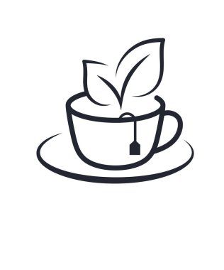 Yeşil çay fincanı çizgisi Simge Vektörü İllüstrasyon serisi