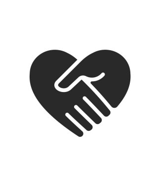 Siyah siluet simgesinin el sıkışması stok illüstrasyonu