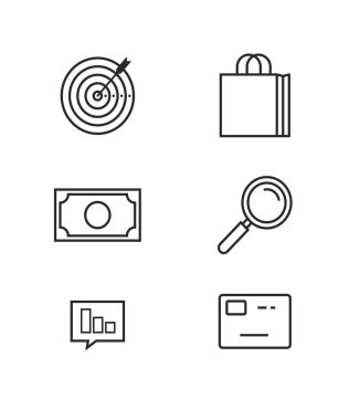 Modern taslak biçim finans simgeleri koleksiyonu stok illüstrasyonu