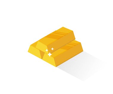 Altın külçeleri ya da ingot ikon vektör izometriği. hisse illüstrasyonu