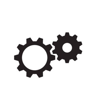 Vites simgesi izole edilmiş hisse senedi çizimi. Beyaz arkaplanda vites simgesi izole edildi