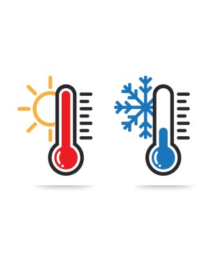 Termometre simgesi veya sıcaklık sembolü, vektör ve illüstrasyon stoku çizimi