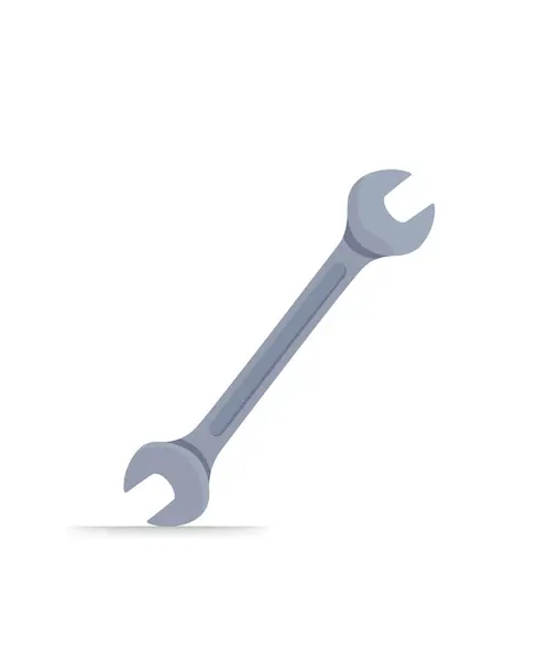 Wrench key isolated icon stock illustration. A wrench is a construction tool. For household and professional activities. Isolated on white background. Vector illustration.