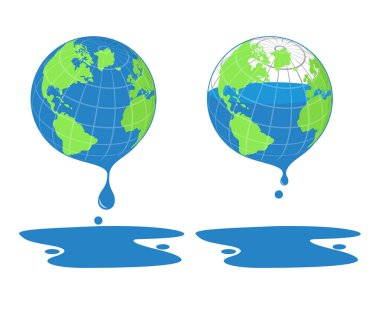 Küresel Isınma ve Kuraklık Dünya borsa illüstrasyonunun erimesiyle İllüstrasyon