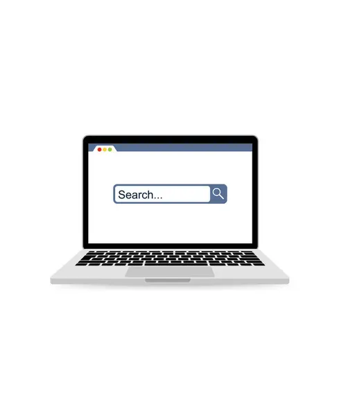 Boş internet tarayıcı penceresi ve arama çubuğu olan dizüstü bilgisayar. hisse illüstrasyonu