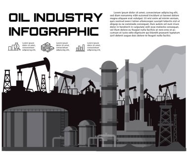 Sanayi Infographic öğeleri ve istatistik vektör çizim grafik tasarım ile petrol