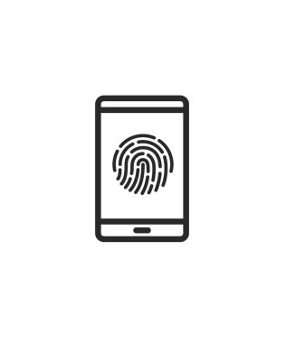 Parmak izi güvenlik smartphone cep telefonu ile. Biyometrik kimlik kavramı. Cep telefonu kilidini. Vektör çizim