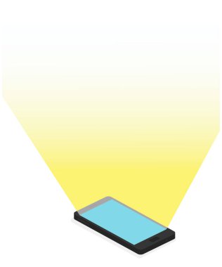 Turuncu arka planda ışık ekranlı akıllı telefon.