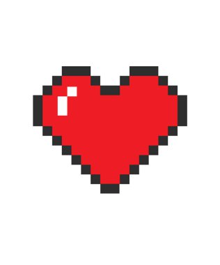 Piksel sanat kalbi ikonu stok çizimi