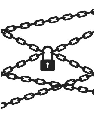 Asma kilit ve metal zincir simgesi