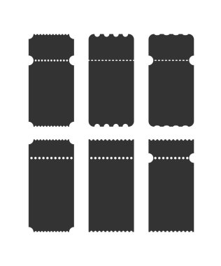 Bilet vektör illüstrasyonunun boş siyah şekilleri beyaz arkaplanda izole edildi