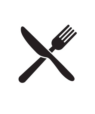 Çapraz çatal ve bıçak ikonu çizimi