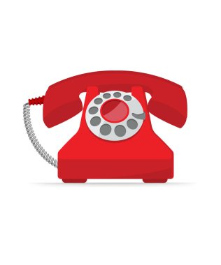 Beyaz arkaplanda eski kırmızı telefon resimleme