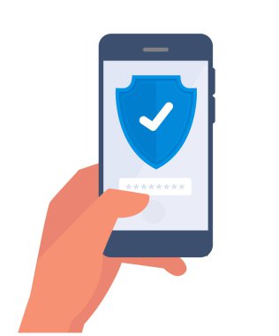 Smartphone veri koruması tasarım-Vektör illüstrasyon-stok çizimi. eps