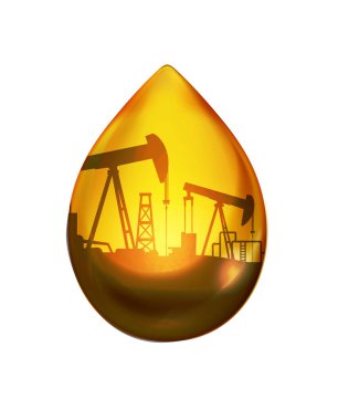 Petrol damlası çizimlerindeki sanayi fabrikası