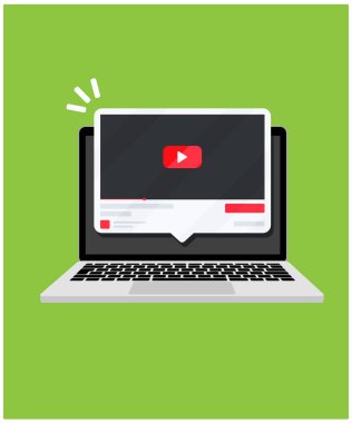 Dizüstü bilgisayar ekranında video ortam oynatıcı