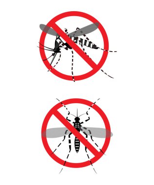 Aedes Aegypti Sivrisineği hala yasak tabela illüstrasyonuyla