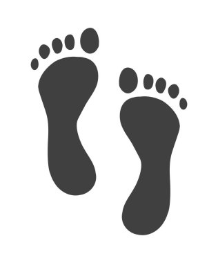 Beyaz arkaplanda izole edilmiş ayak izi yol vektörü çizimi