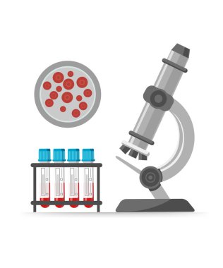 Kan analizi için mikroskop ve tüpler.