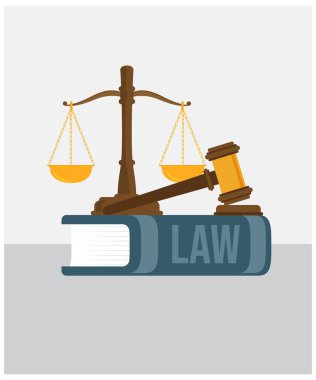 Düz tasarım stok illüstrasyonunda Adalet ve Hukuk vektör illüstrasyonu