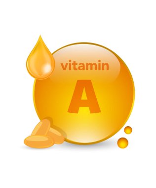 Vitamin A altın rengi parlak ikon resimleme
