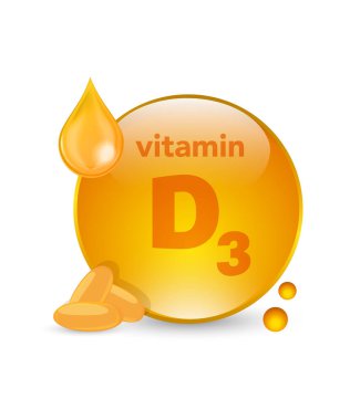 Vitamin D3 parlayan hap kapsülü resimleme