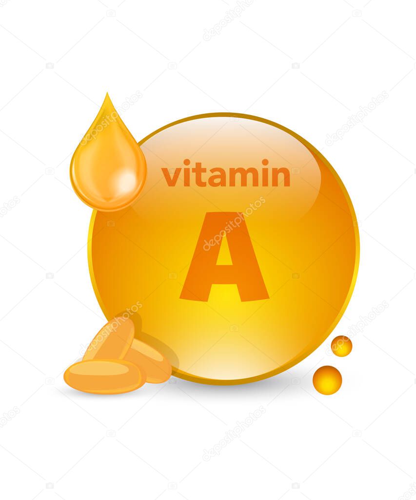 Vitamin A gold shining icon stock illustration