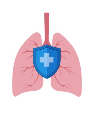 İnsan akciğeri virüslerden korunuyor. Vektör illüstrasyon hisse çizimi