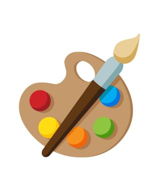 Boya fırçası karikatür stili resimli sanat paleti