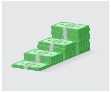 Isometric banknot merdivenleri, yükselen büyüme para oranı, iş konsepti, ekonomik, sermaye kazancı başarısı. Vektör stok illüstrasyonu