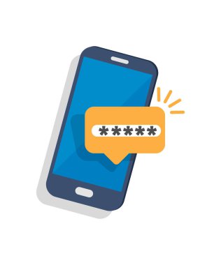 Cep telefonunun kilitlenmemiş bildirim tuşu ve parola alan vektörü, akıllı telefon güvenlik hisse senedi çizimi kavramı