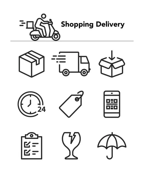 Alışveriş dağıtım simgeleri Stock Illustration