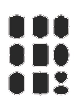 Beyaz stok illüstrasyonunda izole edilmiş vintage çerçeveler ve etiketler vektör illüstrasyonunu ayarla. vektör Resimleri.